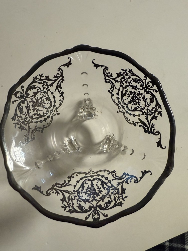 Vintage Small Silver Overlay 3 Footed Bowl