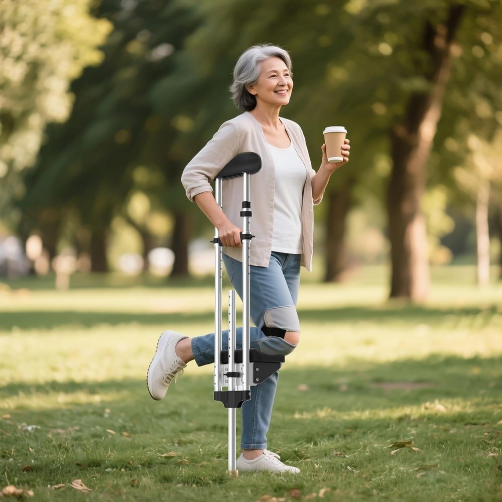 Adjustable Knee Support Crutch, No-Slip Kneepad