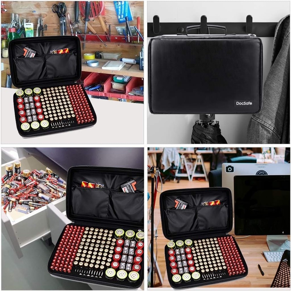 Fireproof Battery Organizer Storage Box,Fireproof Waterproof Carrying Case Ba...