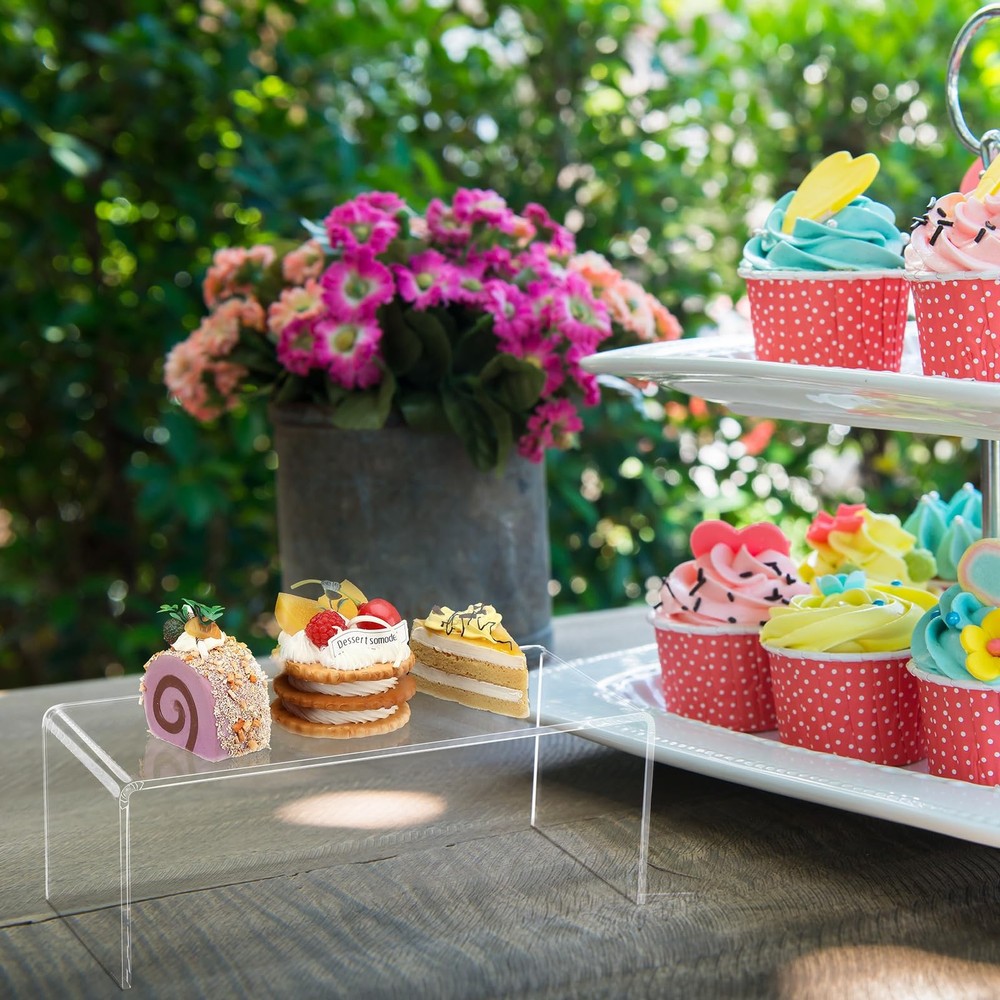 4 Pcs 11 Inch Acrylic Display Risers Rectangular Clear Cupcake Stand Holder L...