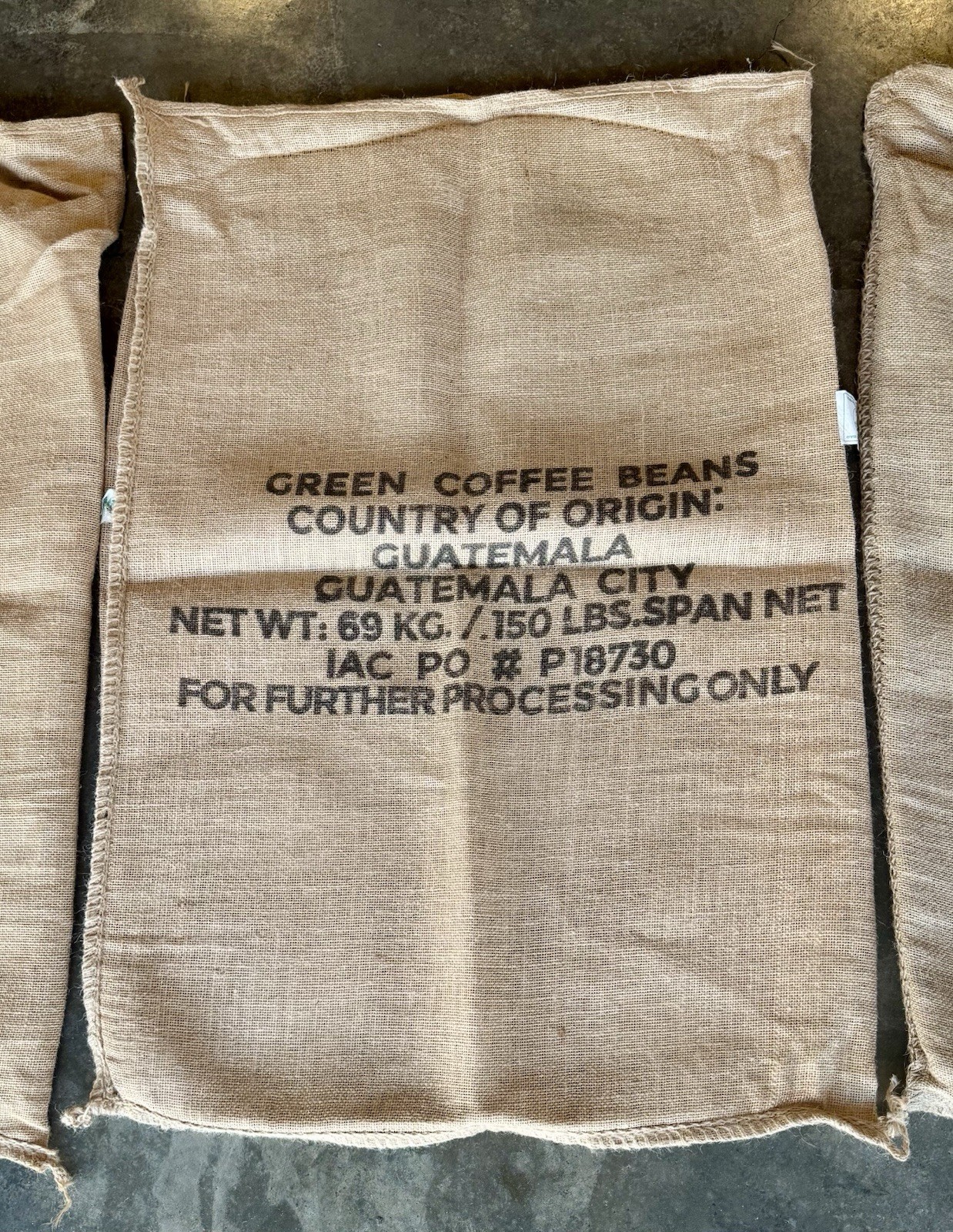 Assorted Burlap Jute Coffee Bean Bags Sacks-Lot Of (3) *See Pics/Description