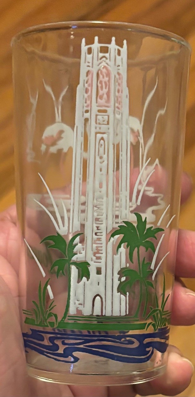 Vintage Bok Singing Tower Lake Wales Florida Souvenir Glass