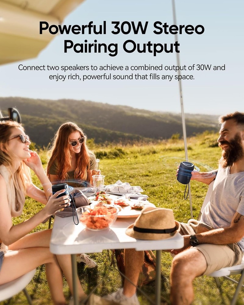 Portable Bluetooth Speaker with Lights, Stocking Stuffers, Powerful Crystal