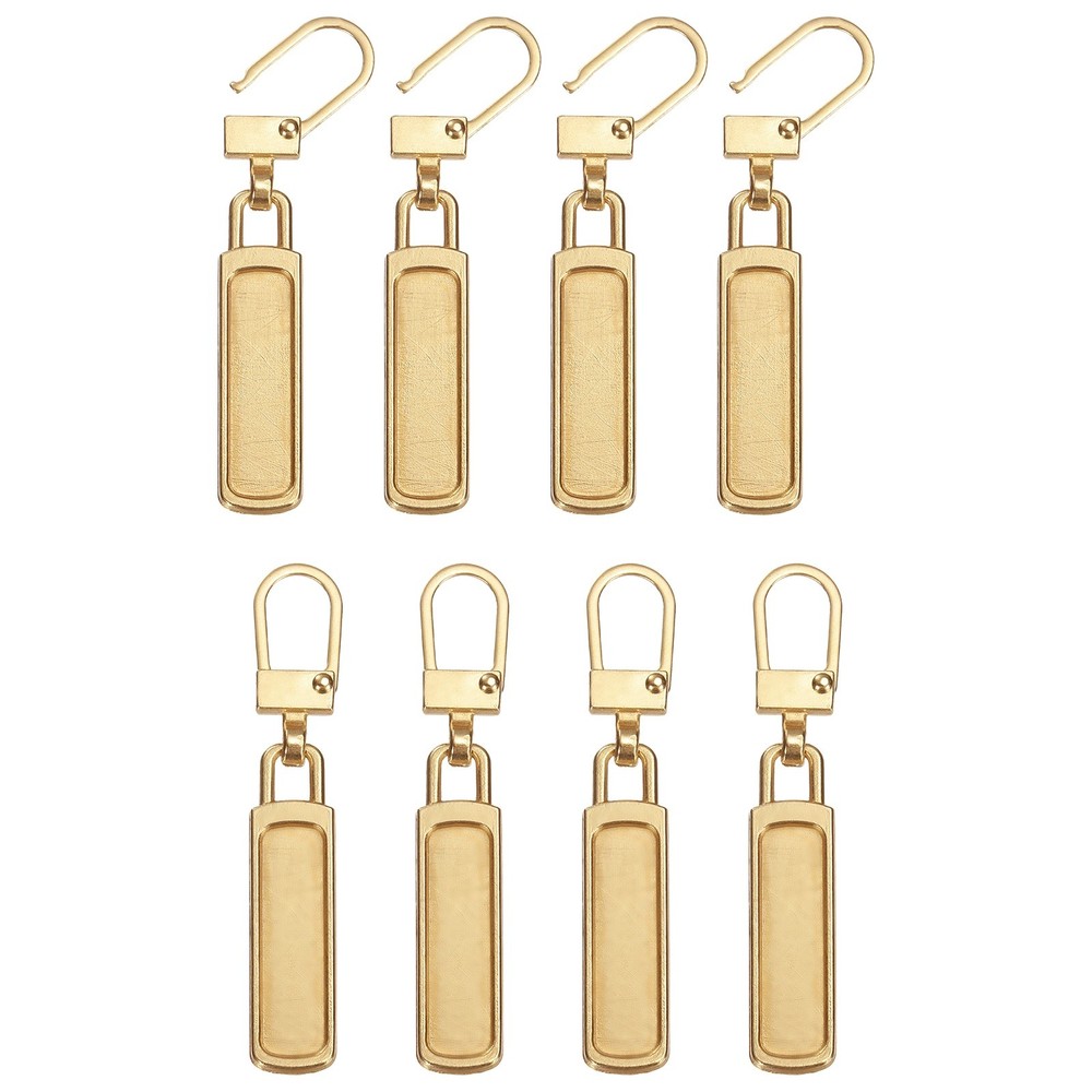 8Pcs Zipper Pull Replacement, Rectangle Detachable Tiny Zipper Slider, Gold