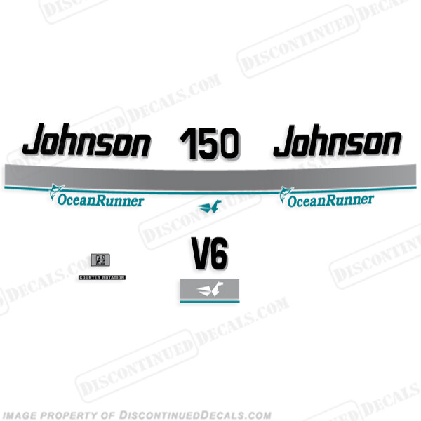 Fits Johnson 150hp OceanRunner Decals 1994 - 1997 - Teal