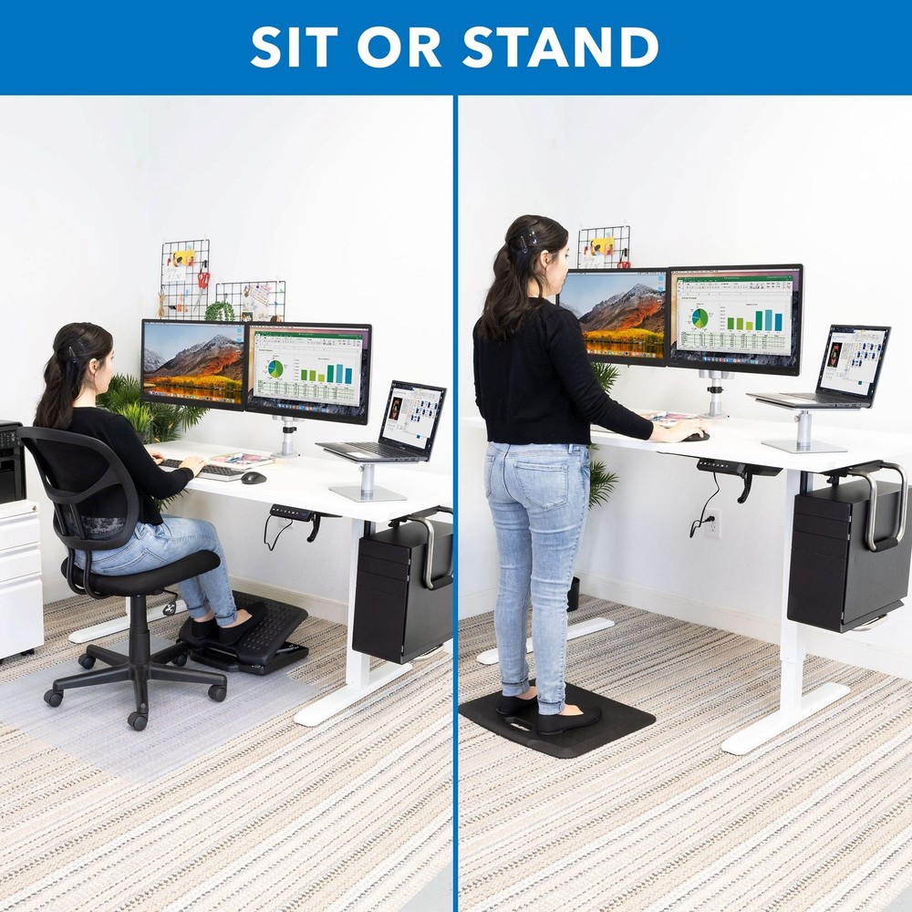 Electric Sit-Stand Desk with Extra-Wide Tabletop, White