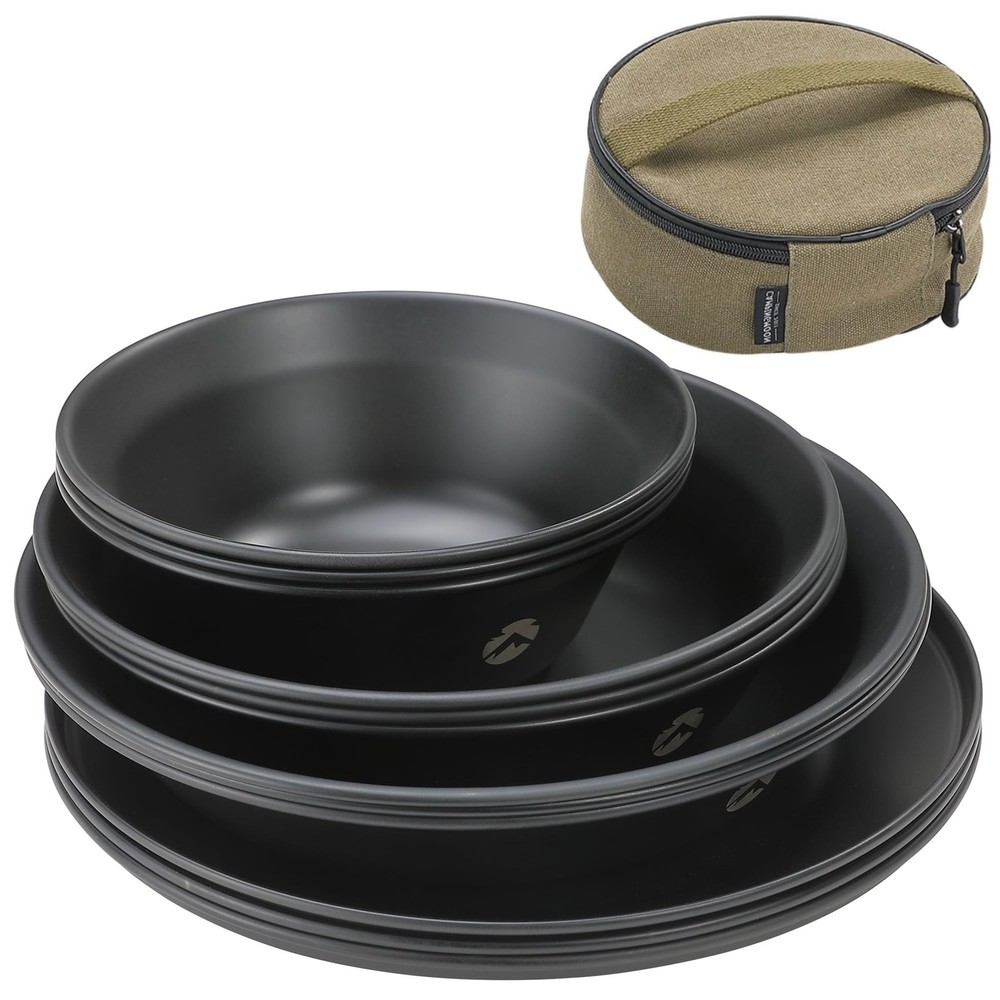 CAMPING MOON Tableware Camping Plate Stainless Steel Tableware Set with Canvas C