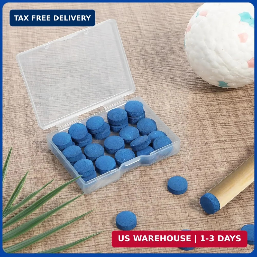 30Pcs Billiard Pool Cue Tips Replacement Kit with Storage Box, 15pcs 12mm Pool S