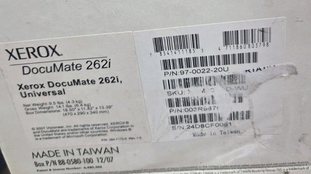 Xerox DocuMate 262i Color Duplex Document Scanner