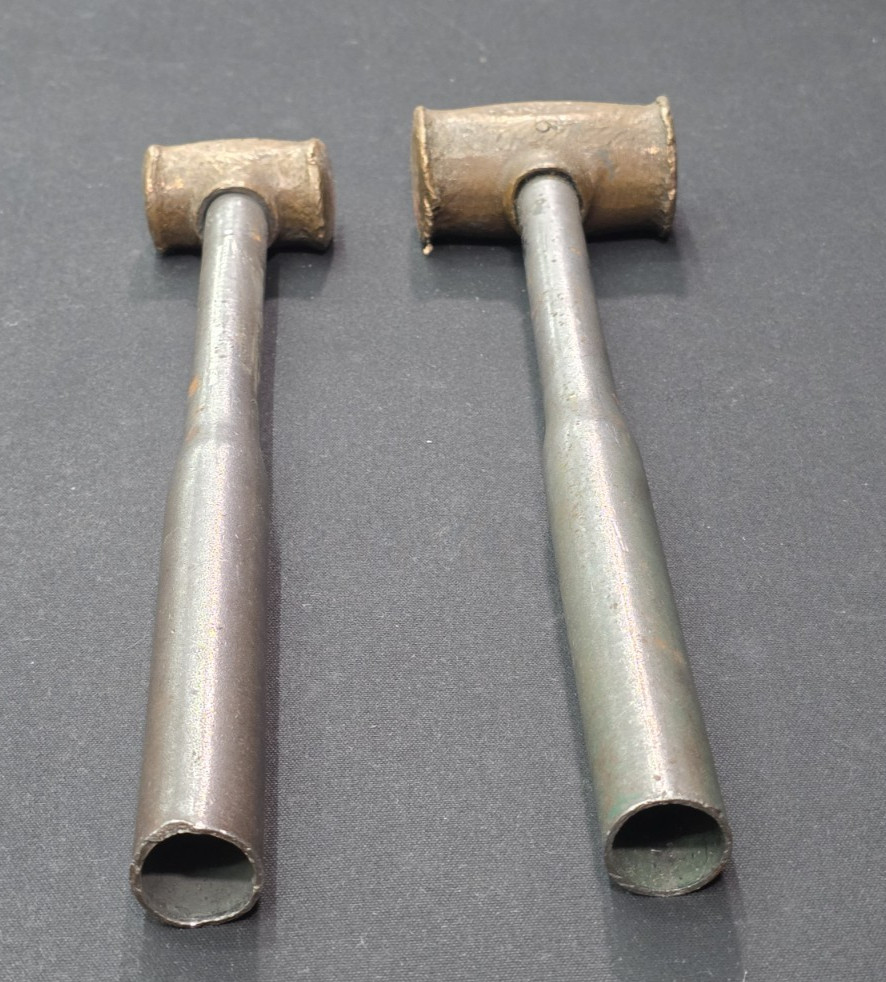 2x Hackett Brass Head Hammer No. 1.5 & 3 Metal handle