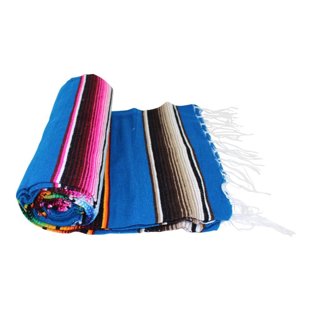 Dark Blue Mexican Sarape Blanket