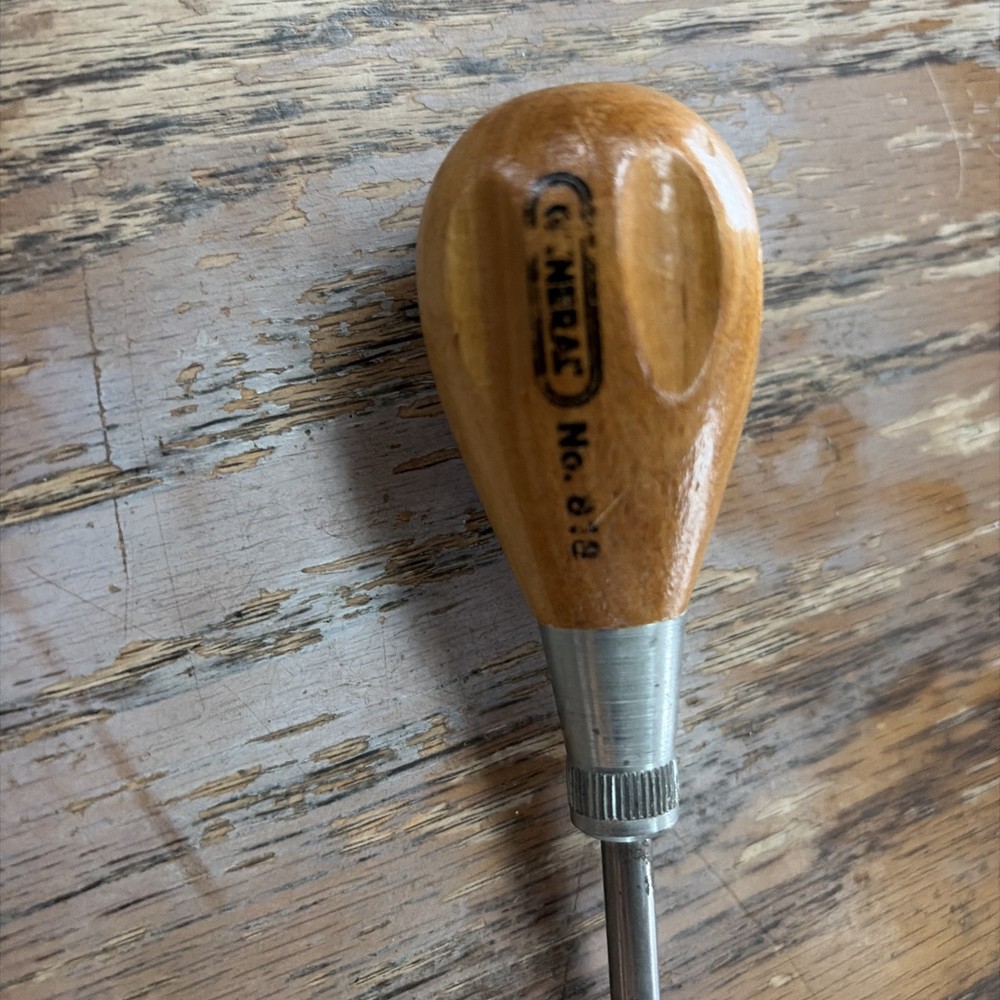 Vtg GENERAL No. 818 Scratch Awl Solid Shank Woodworking Tool Wood Handle