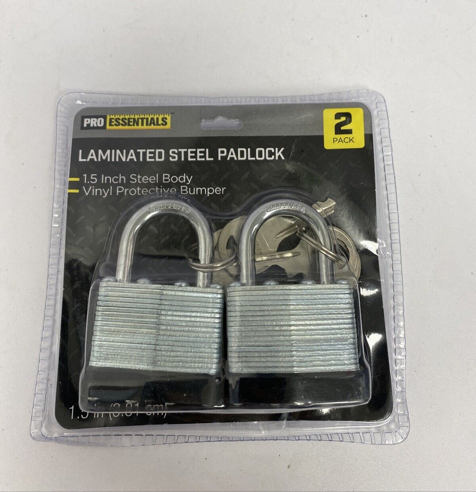 Pro Essentials Laminated Steel Padlock 2 locks