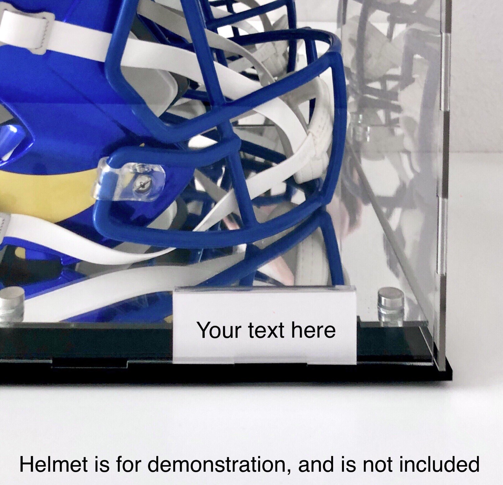Full Size Acrylic Football Helmet Display Case with Back Mirror & Mirror Base