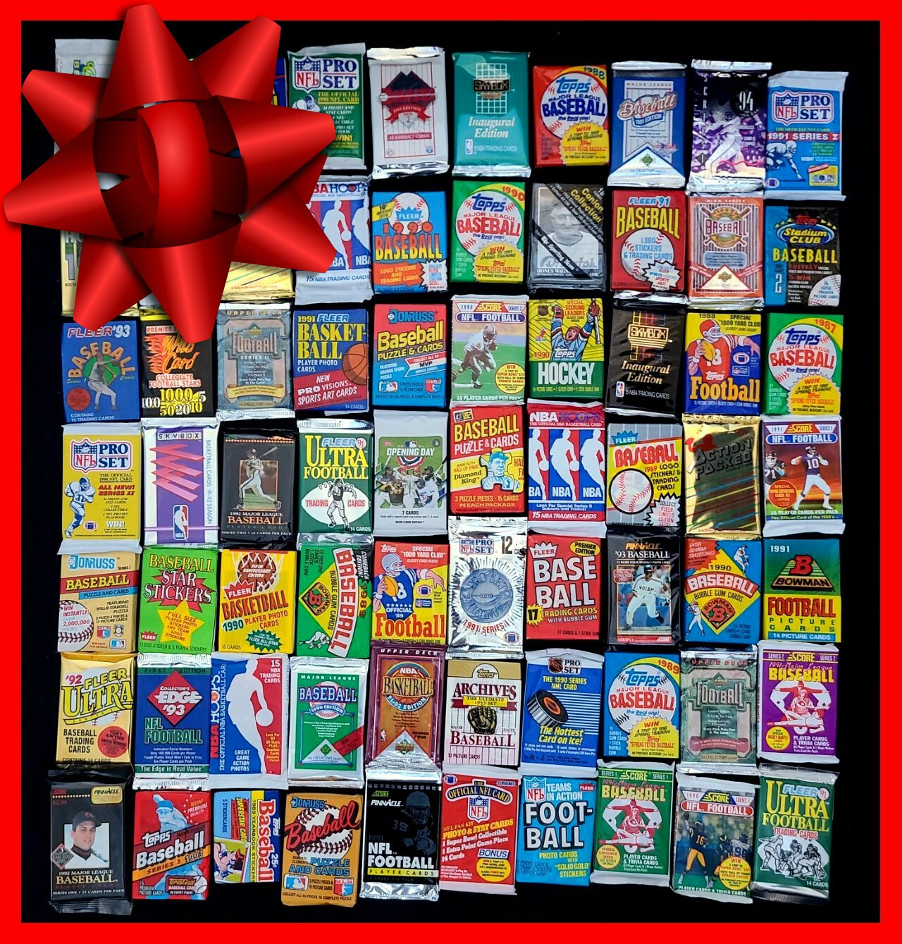 +500 Lot of Vintage Unopened Basketball Baseball Football Cards in Sealed Packs