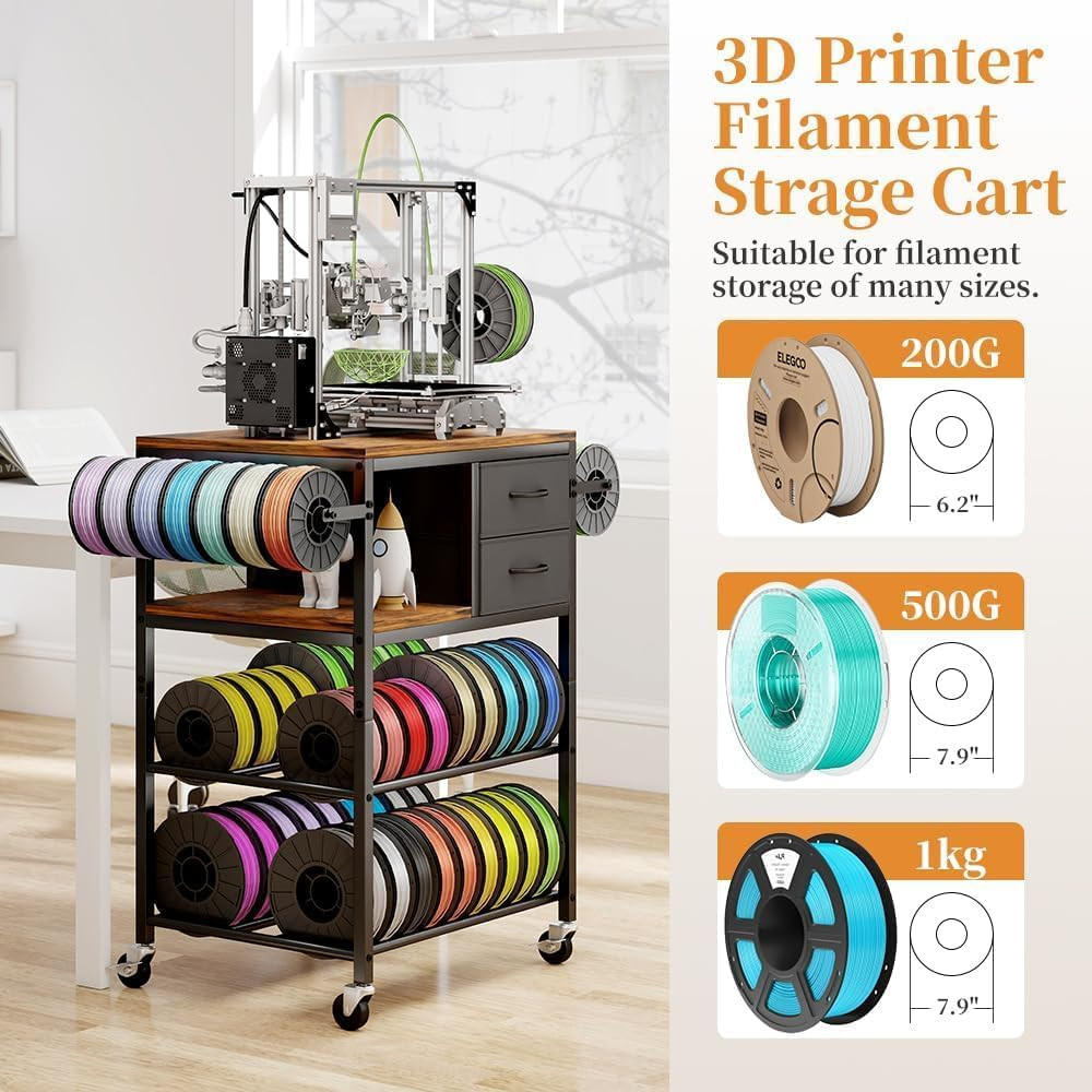 3D Printer Stand with Filaments Storage, Rolling 3D Printer Table Filament Stor