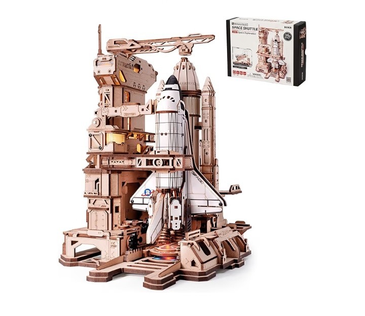 3D Puzzle Space Shuttle-Dynamic Launch Base Motorized Lift LED Light SHIP OVERSE
