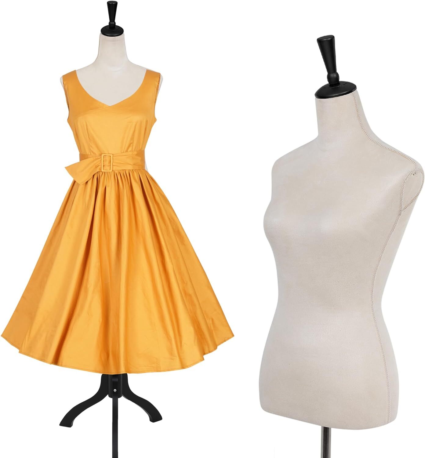 Female Mannequin Torso Dress Form w/Adjustable Tripod Standing Wood Base, 59-67"