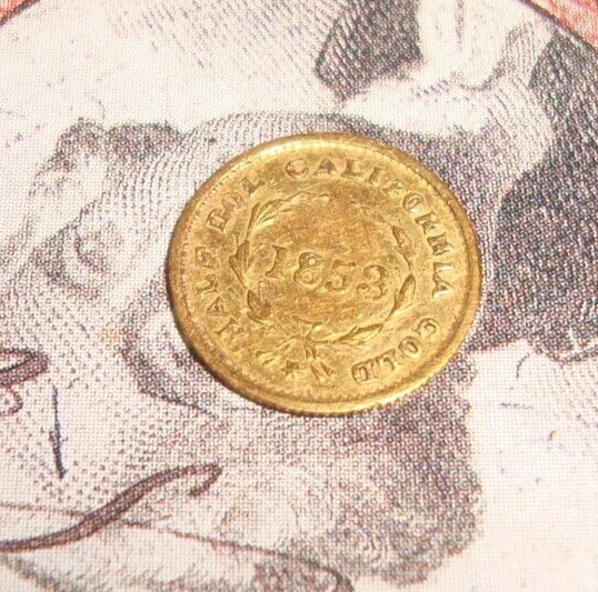 California Small Denomination GOLD 1853 Liberty Head Gold Half Dollar-Round DOL.