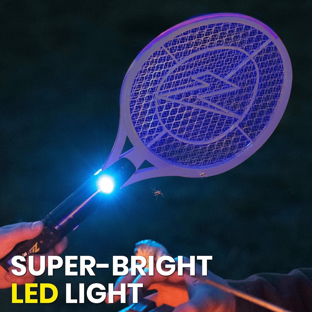 ZAP IT! Bug Zapper Rechargeable Bug Zapper Racket, 4,000 Volt, USB Charging C...