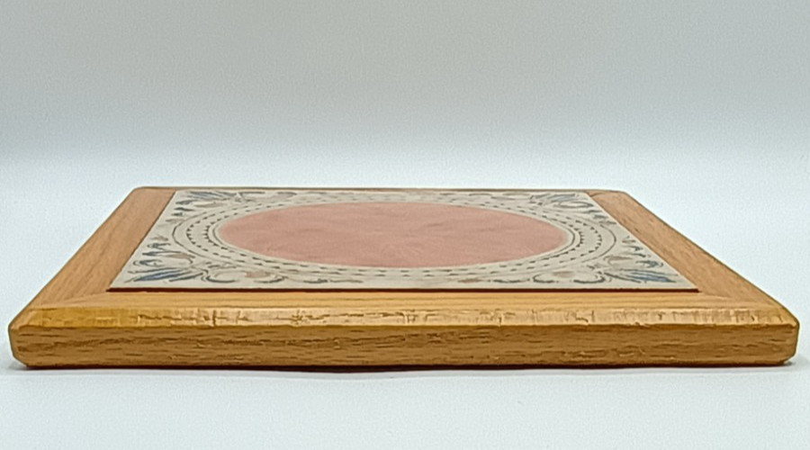 Vintage Handcrafted Ceramic Tile Solid Oak Wood Frame Trivet Hot Pad Cape Cod