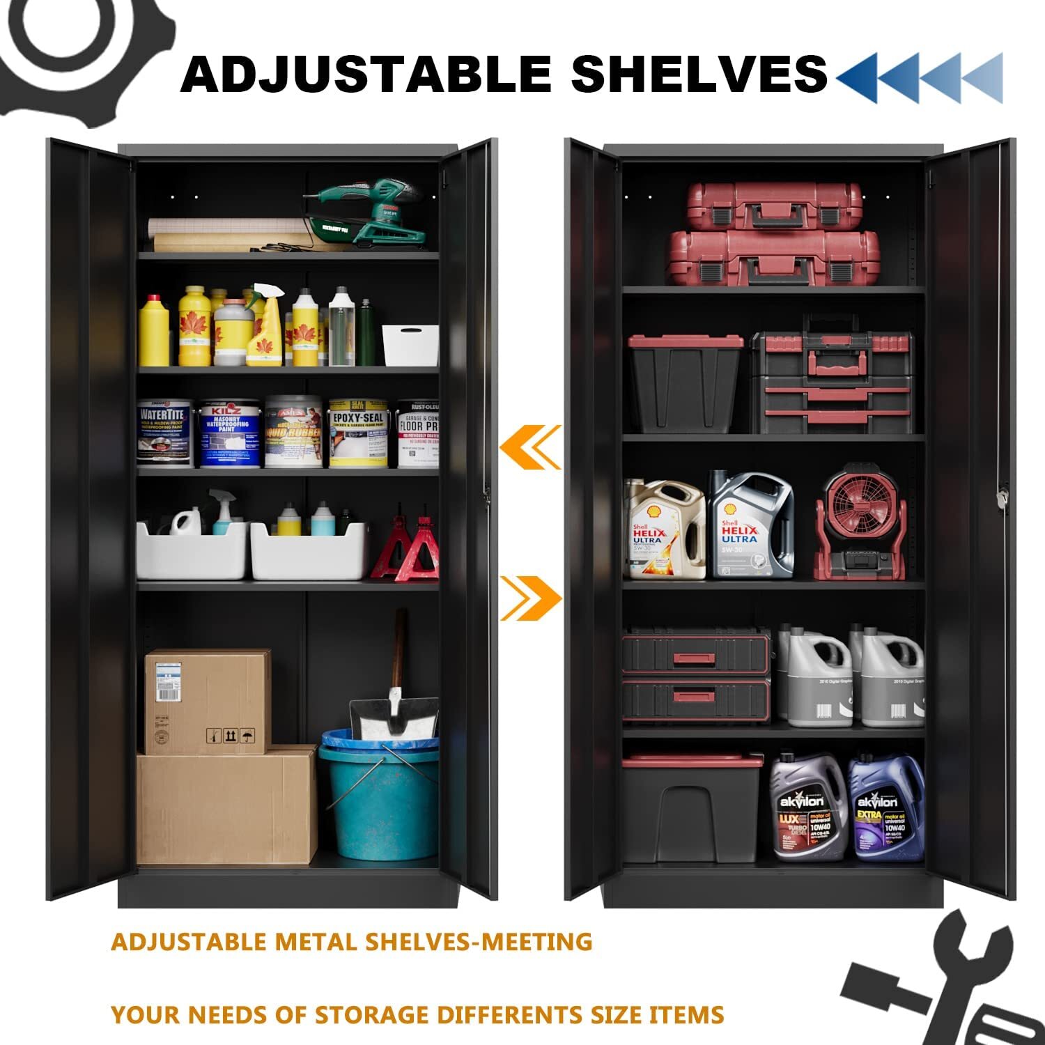 71''Metal Storage Cabinet with 4 Adjustable Shelves and Locking Door Home Garage