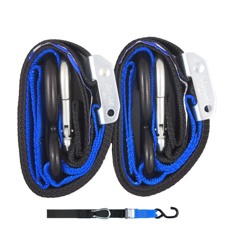 GORILLAS GRIP TIE DOWN 38MM SNAP HOOK BLACK / BLUE LOOP TOP QUALITY