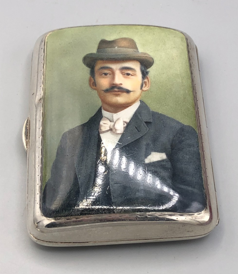 Antique English Sterling Silver hinged Cigarette or Card Case 3 5/8" x 2.75"