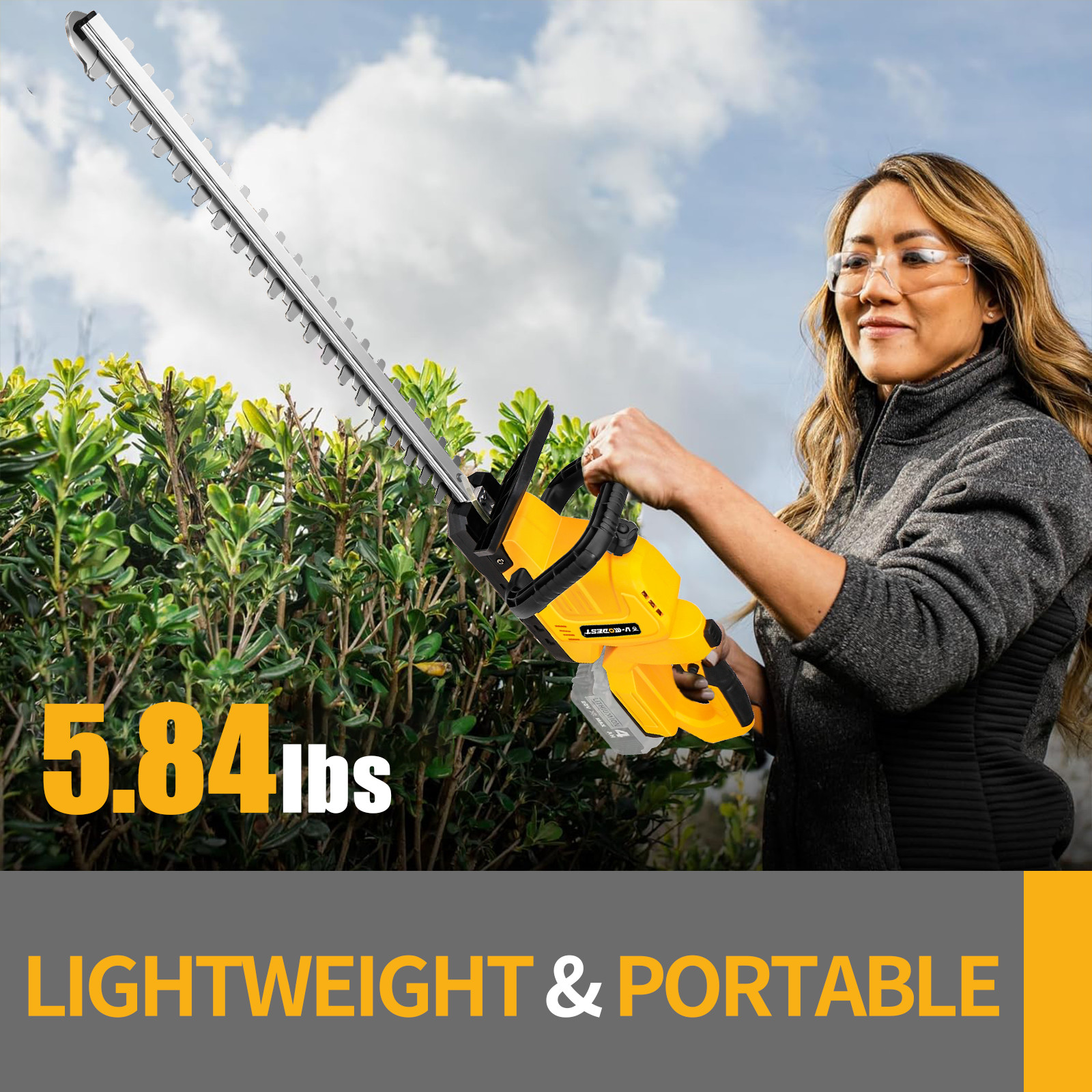 20" Handheld Electric Cordless Hedge Trimmer Bush Trimmer For Dewalt 20V Battery