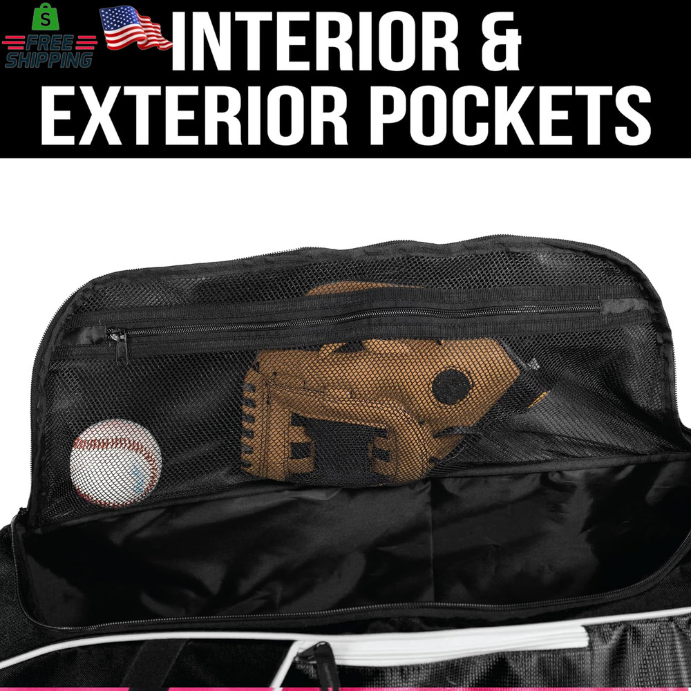 Athletico Rolling Baseball Bag Black