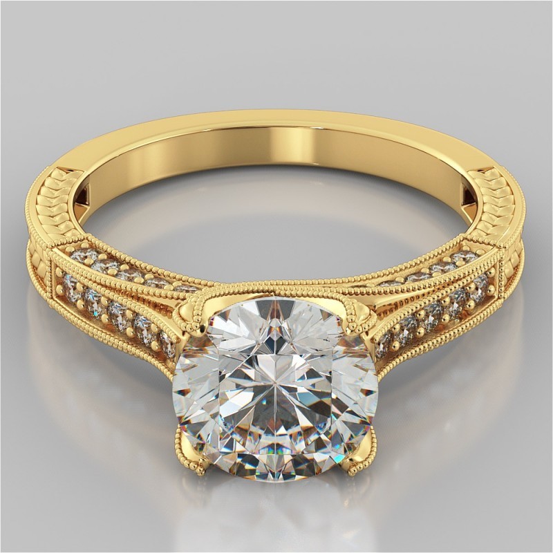 3.77 Ct Lab Grown Diamond Engagement Band Set Ring 14K Yellow Gold Solitaire Sz7