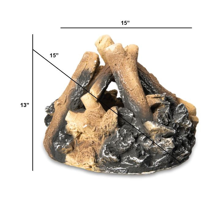 Barton Bonfire Logs Decorative Realistic Flame Large Ceramic Firepit Fireplace