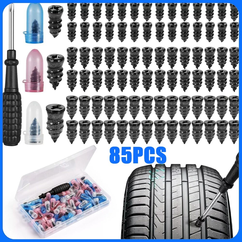 85pcs Car Tubeless Vacuum Tyre Puncture Repair Kit Screw Nails Tire Patch Plug