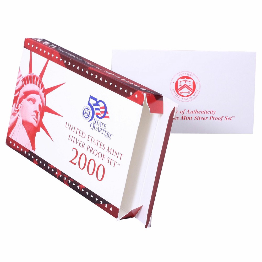 Empty Packaging Replacement Silver Proof Set Box & COA No Coins 2000