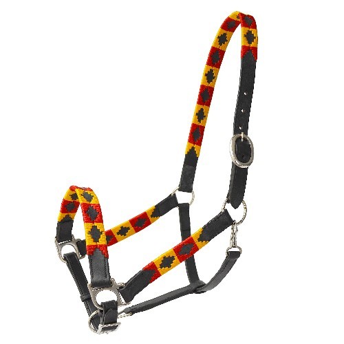 Fancy Stitched Leather Halter for Horses – Adjustable, Soft & Durable