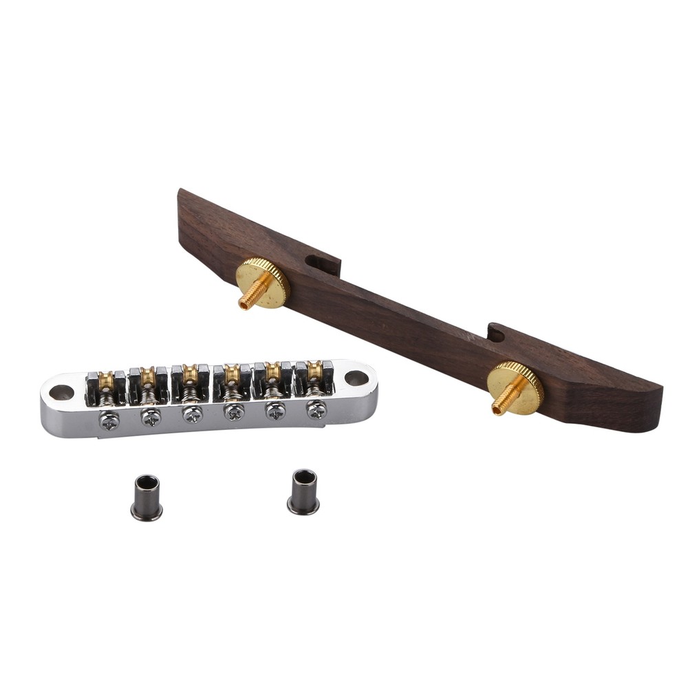 Replacement Guitar Bridge Copper Bridge Roller Saddles Archtop Rosewood Base