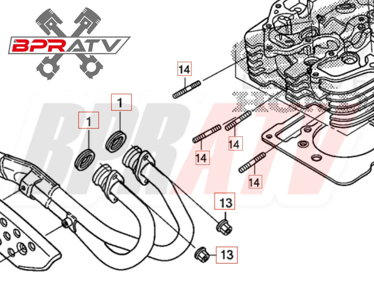 TRX400EX TRX 400EX Exhaust Studs Titanium Head Pipe Bolts Gasket Upgrade Kit Set