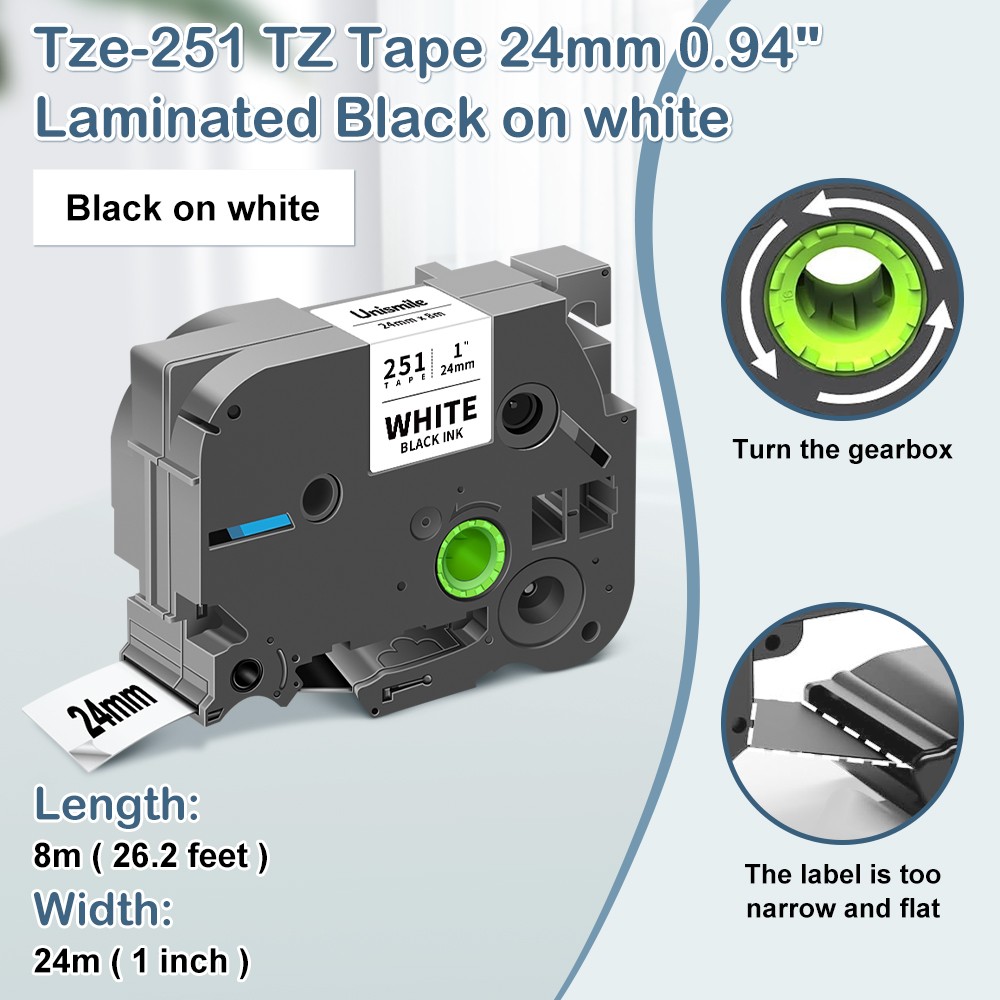 100PK 24mm TZ-251 TZe-251 White 1" Label Tape For Brother P-touch PT-P700 D610BT