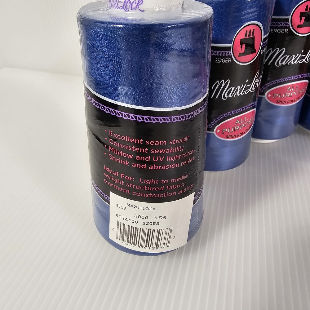 NEW 8 Maxilock Serger Thread Spools RED BLUE 3000 Yd Polyester Overlock Sewing