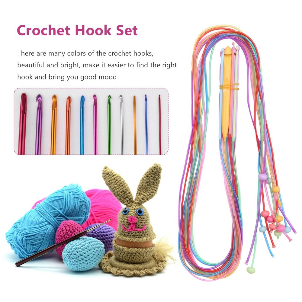 23 Pcs Tunisian Crochet Hook Set Include Plastic Cable Afghan Crochet Hook6433