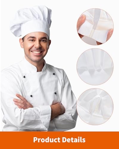 Chef's Hats Adjustable Elastic Baker Kitchen One Size 1 Pack White Chef Hat