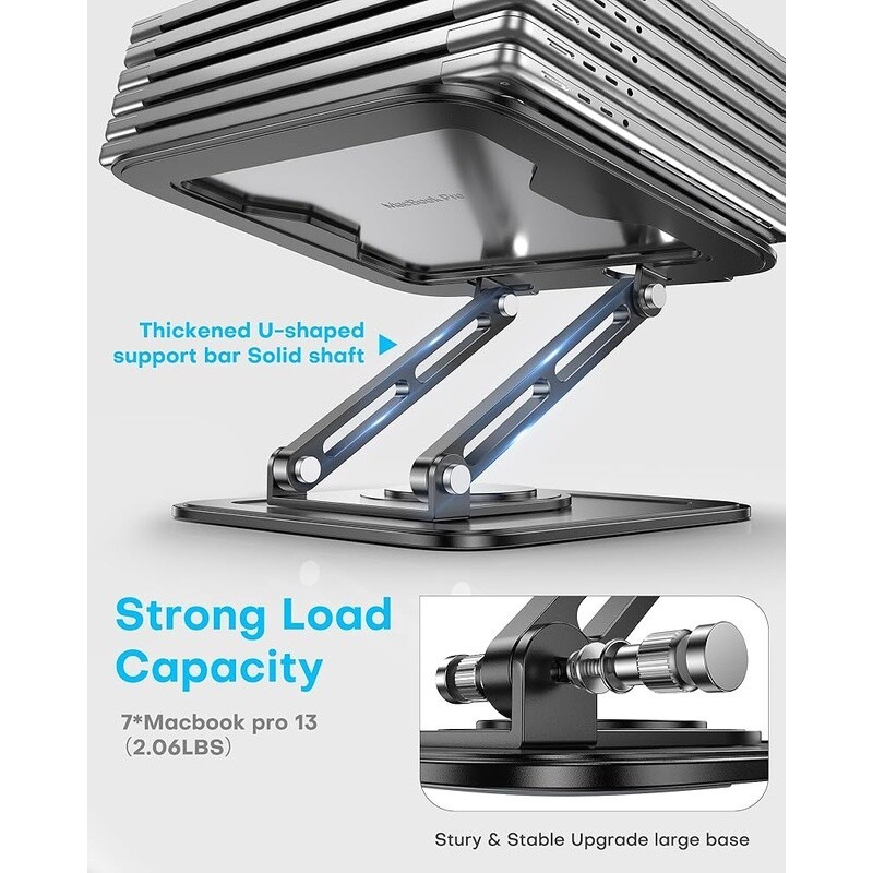 Adjustable Laptop Stand 360 Rotating Ergonomic Computer Riser 10-16 Inch Laptops