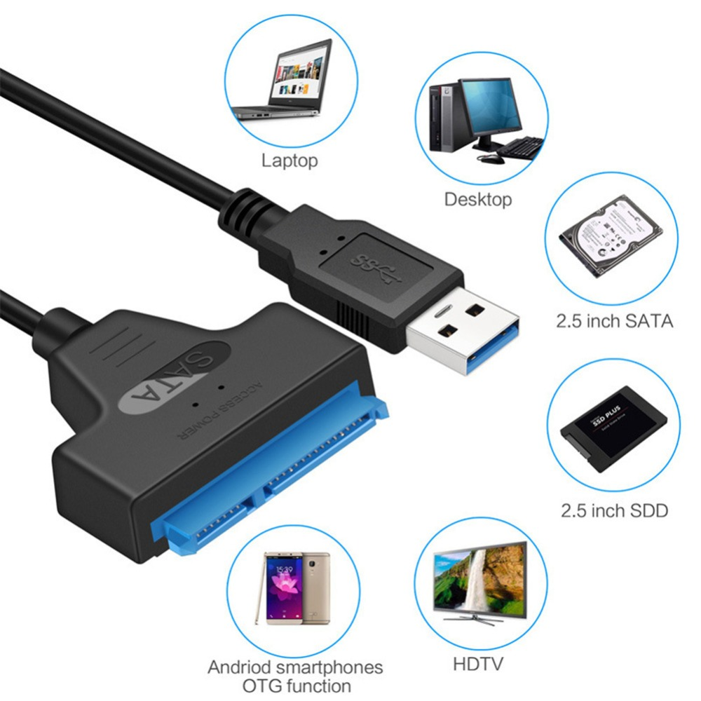 USB to SATA Adapter Cable Data Converter 3.0 to 2.5" For Hard Drive SSD to USB