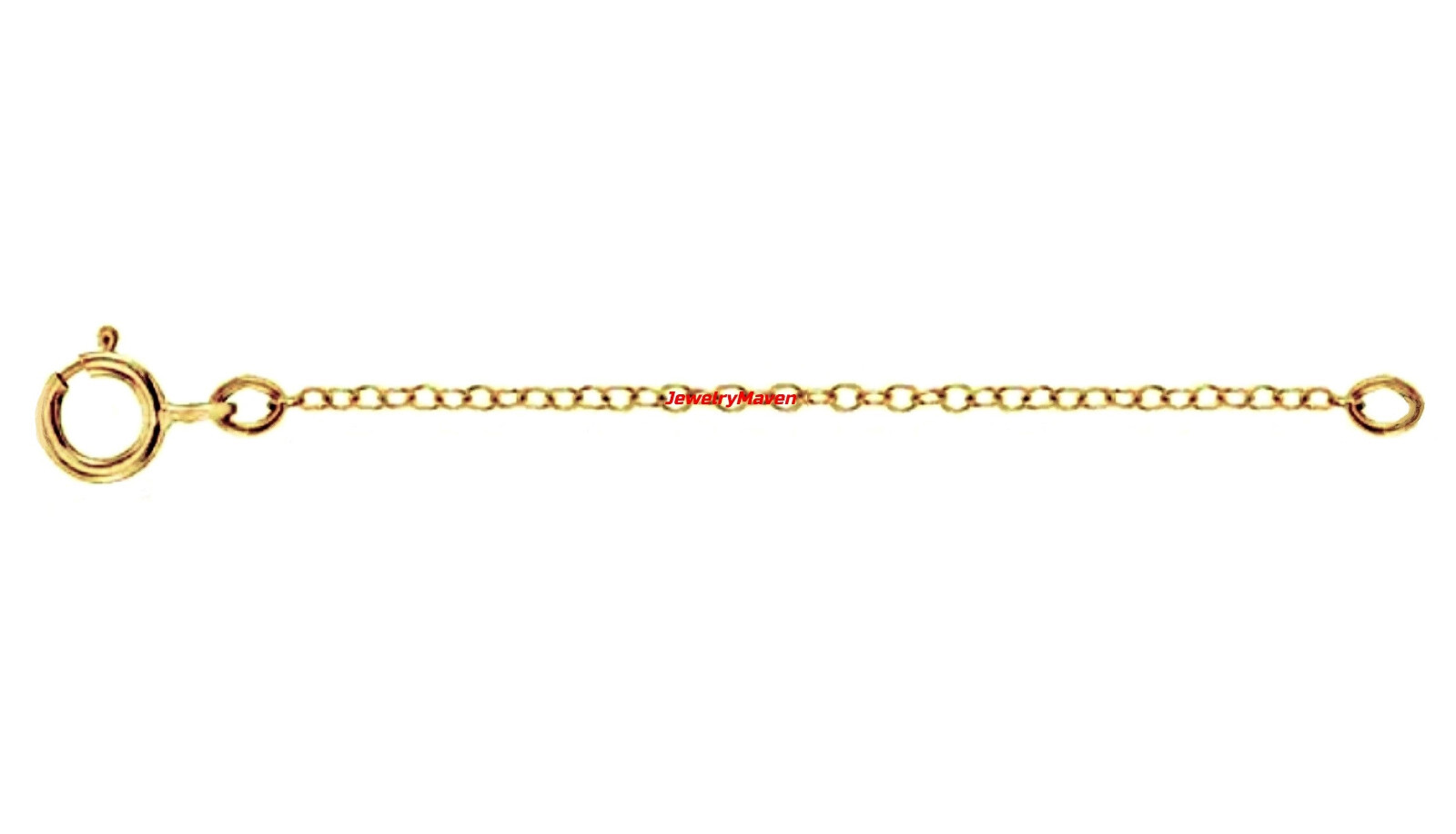 14k 1mm Cable Yellow Gold 4.5mm Spring Ring Clasp 2.25" Safety Chain Extender