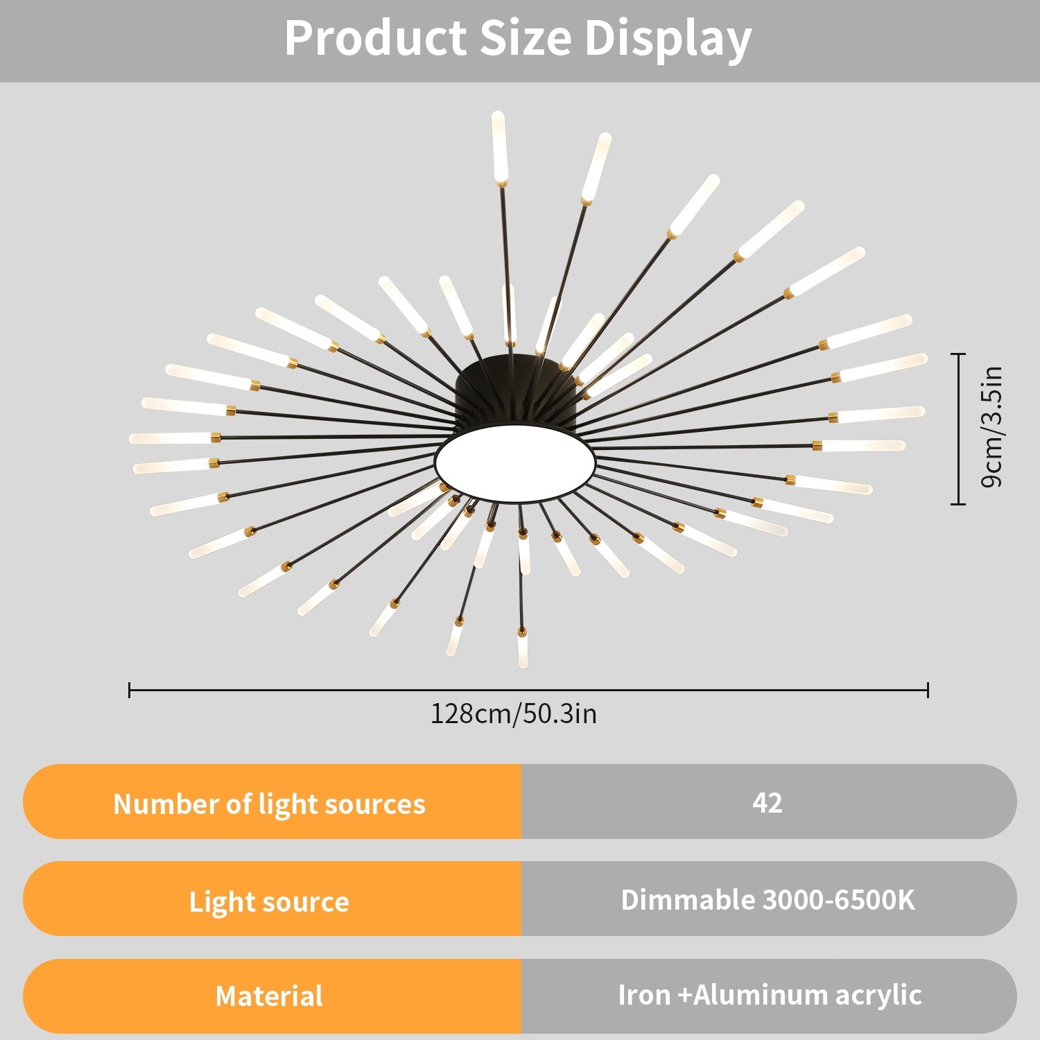 42-Light Fireworks Ceiling Light Modern LED Flush Mount Dimmable APP Remote