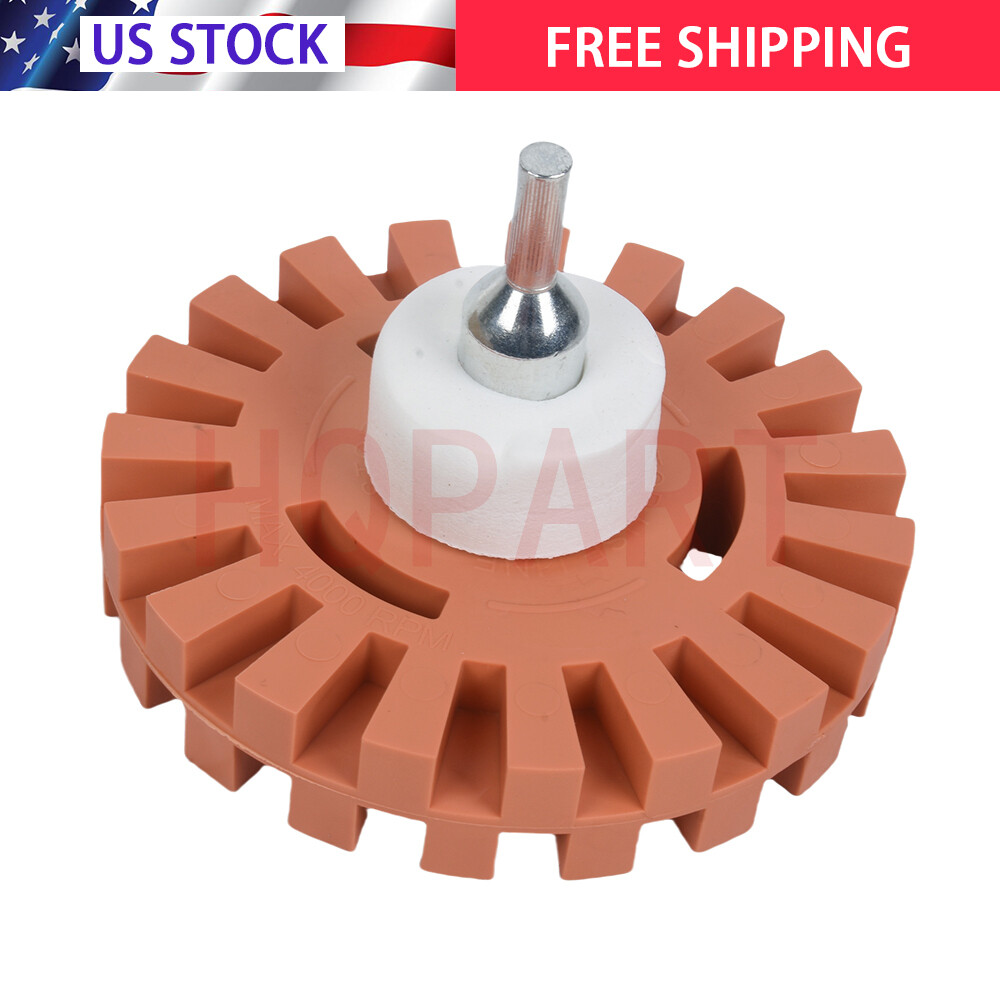 4 inch Decal Removal Eraser Wheel w/ Power Drill Arbor Adapter Rubber Pinstripe
