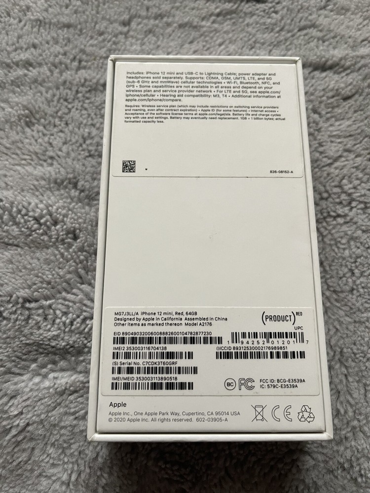 Iphone 12 mini red 64GB Original Box Only