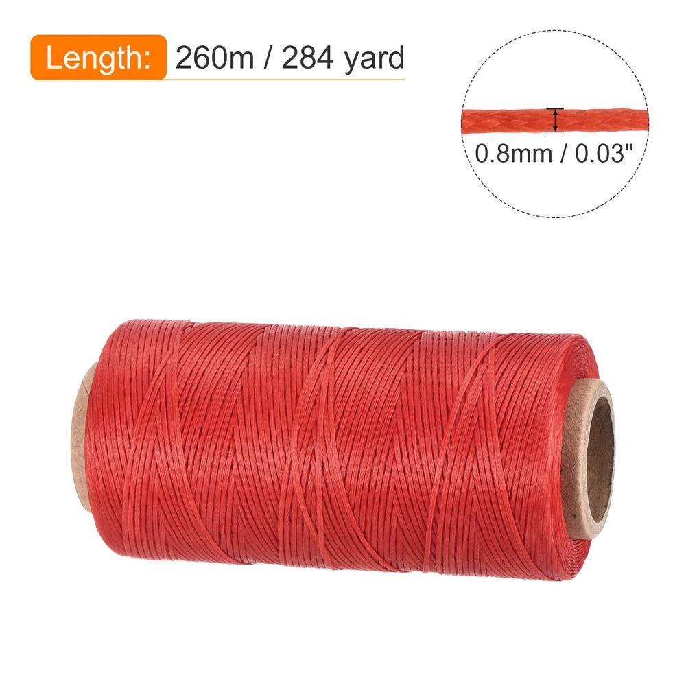 284 Yard 0.8mm 150D Flat Waxed Thread Polyester for Leather Sewing, Red