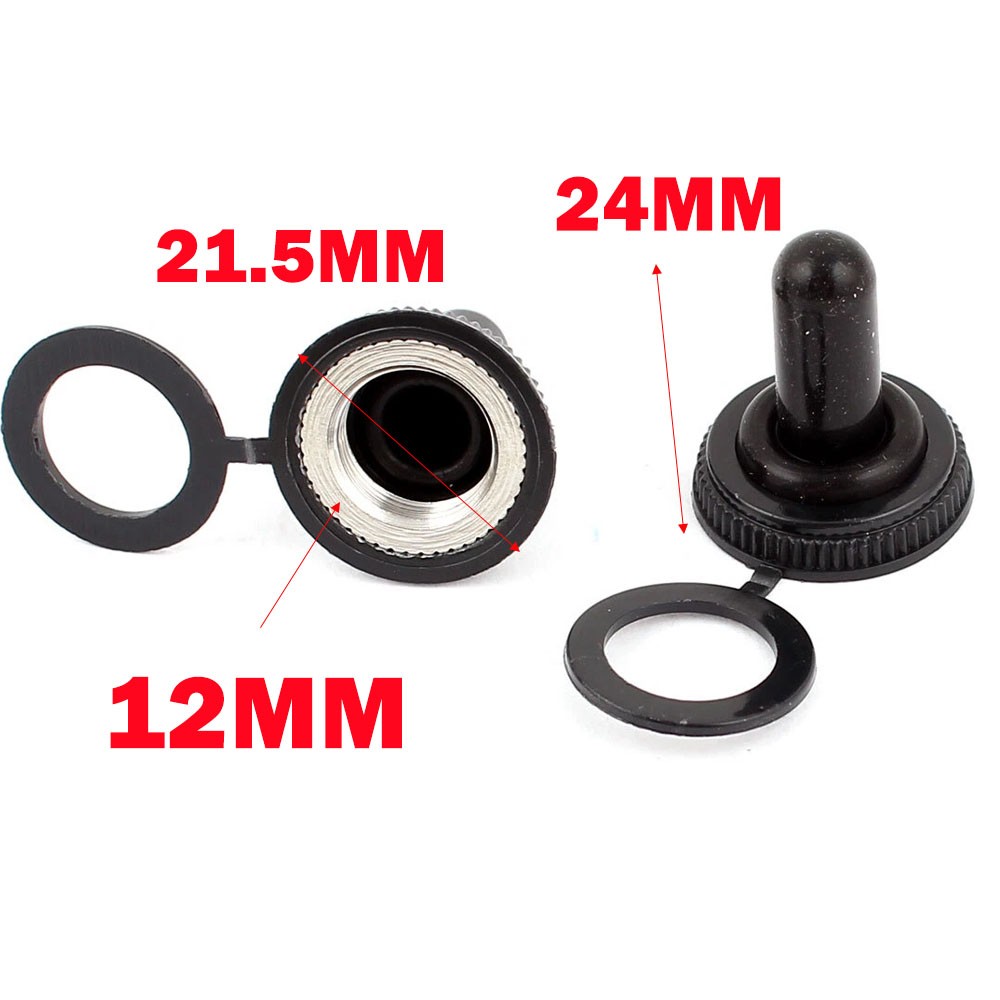 12pc 18mm Knob Black Toggle Switch Waterproof Boot Rubber Cover Cap Protector