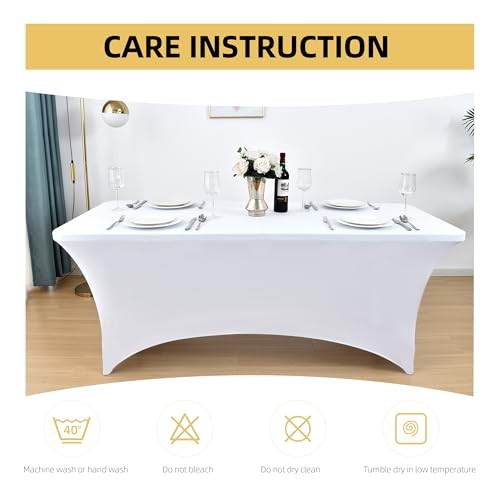 2-Pack 8ft Spandex Table Covers for Rectangle Folding 8-foot | 2-pack White